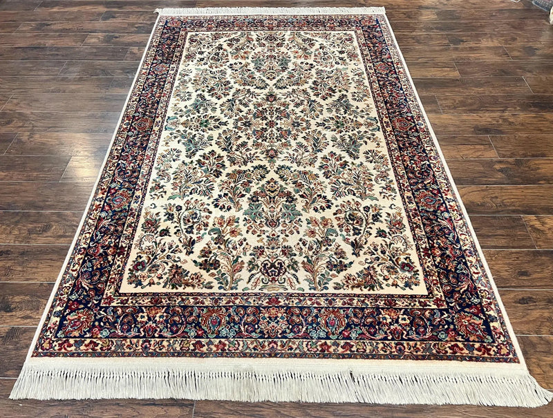 Karastan Rug 5.9 x 9 Ivory Sarouk #760, Vintage Wool Original Collection 700 Series, Discontinued by Jewel Rugs