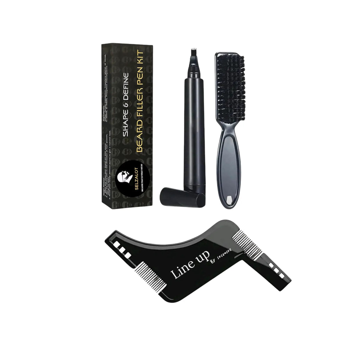 Beard Filler Pen and Beard Shaper for Men Beard Lineup Tool for Grooming Beard Guide Shape kit Black Waterproof Pen with Brush Barber Styling Pencil Beard Grooming Kit Barber Accessories by Selzalot