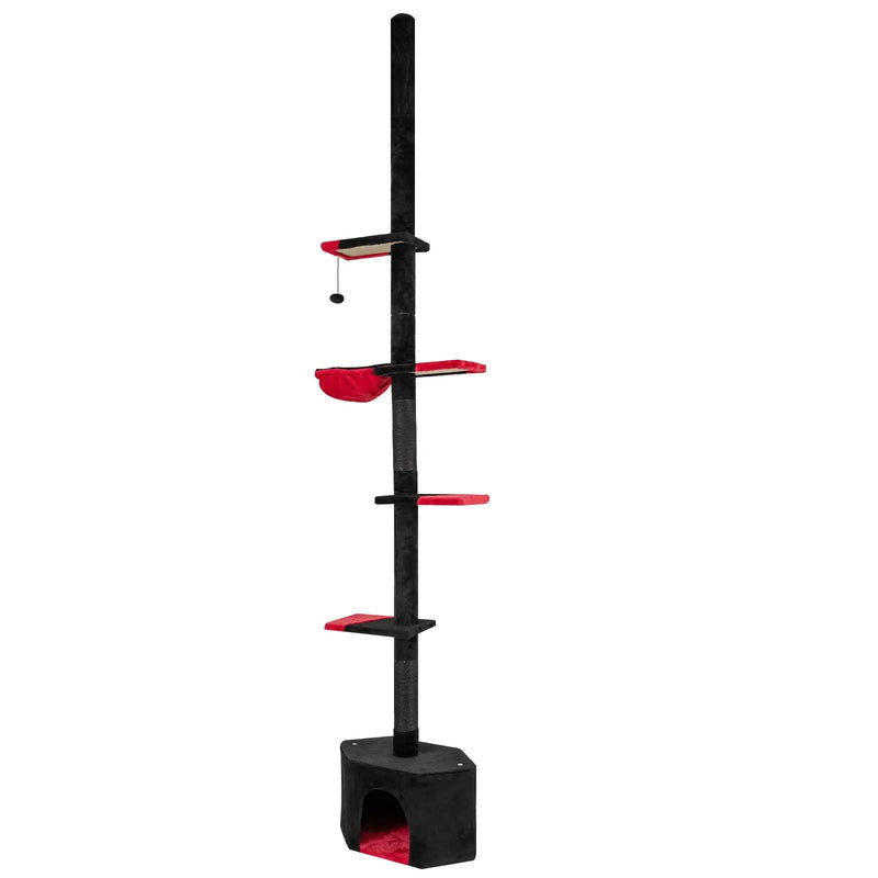 Floor to Ceiling Gothic Cat Tree 97-118 Inches Adjustable 5-Tier with Condo-Black by DirectDeals