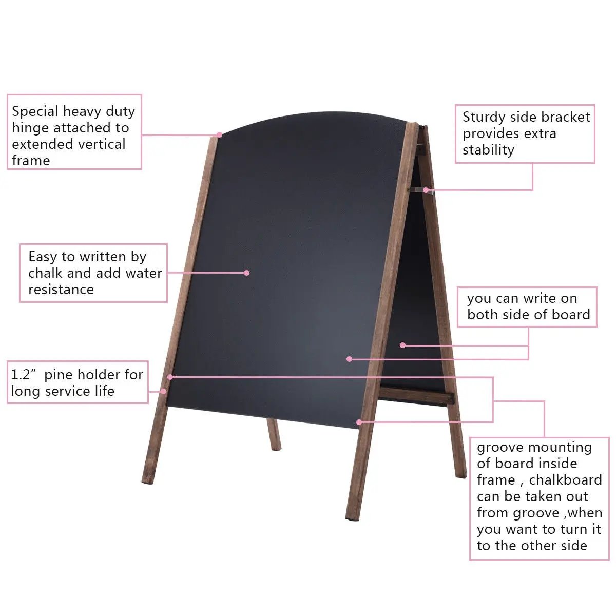 40 Inch Wood A-Frame Sidewalk Wedding Signage Chalkboard by DirectDeals