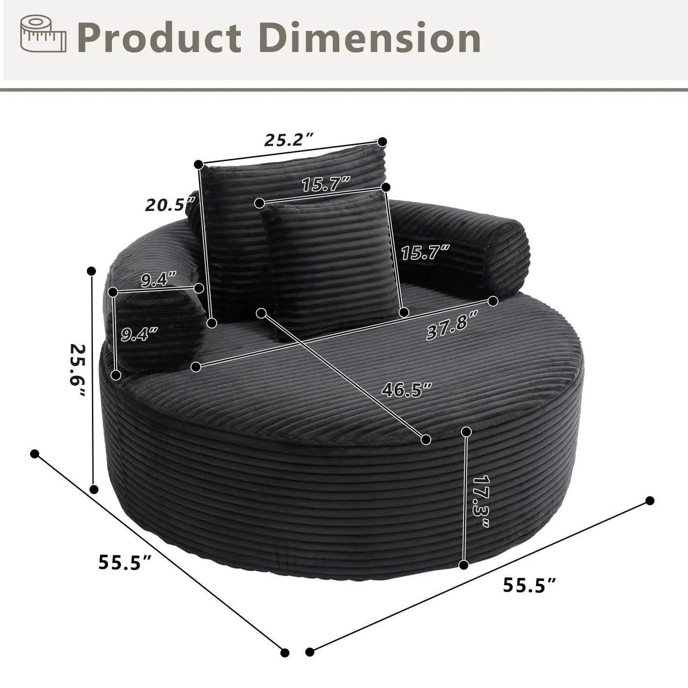 Round Sofa Bed With 3 Pillows For Living Room by HouseOfZazla