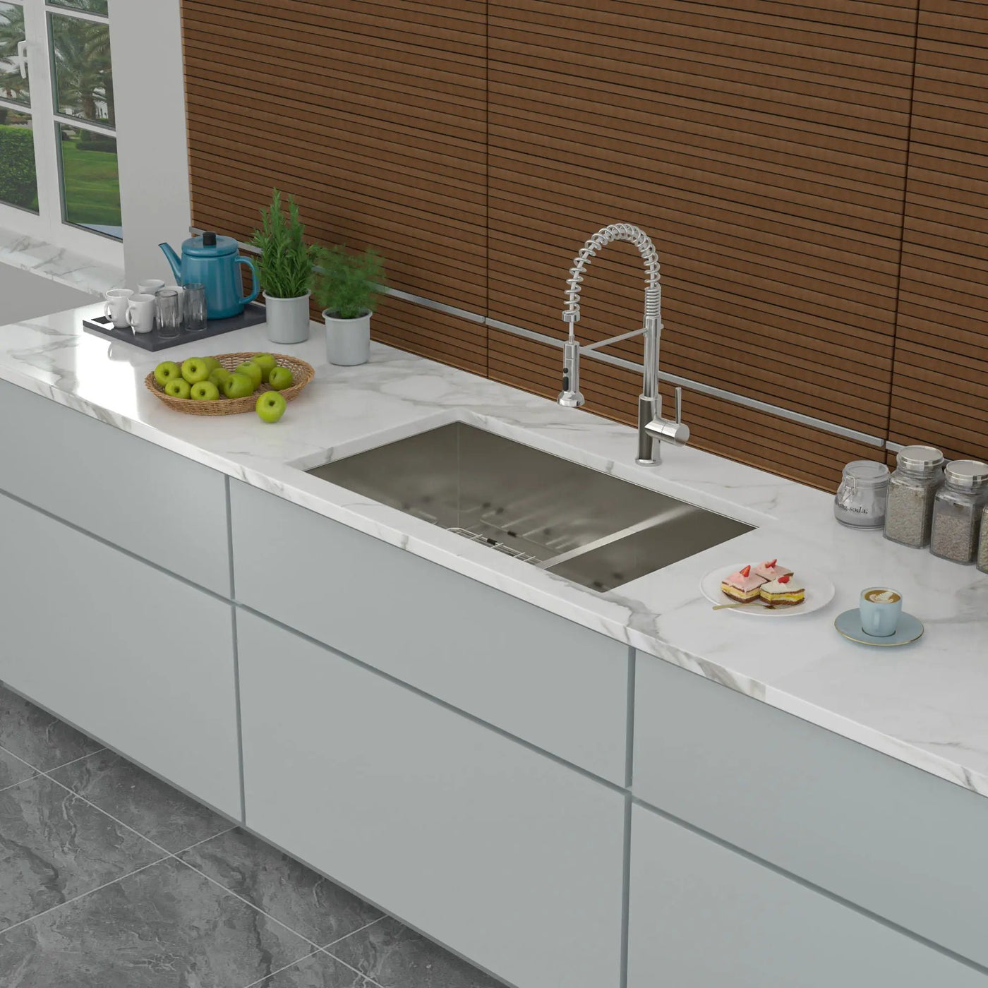 Modern Double Bowl Undermount Sink Design With 10" Deep Basins by HouseOfZazla