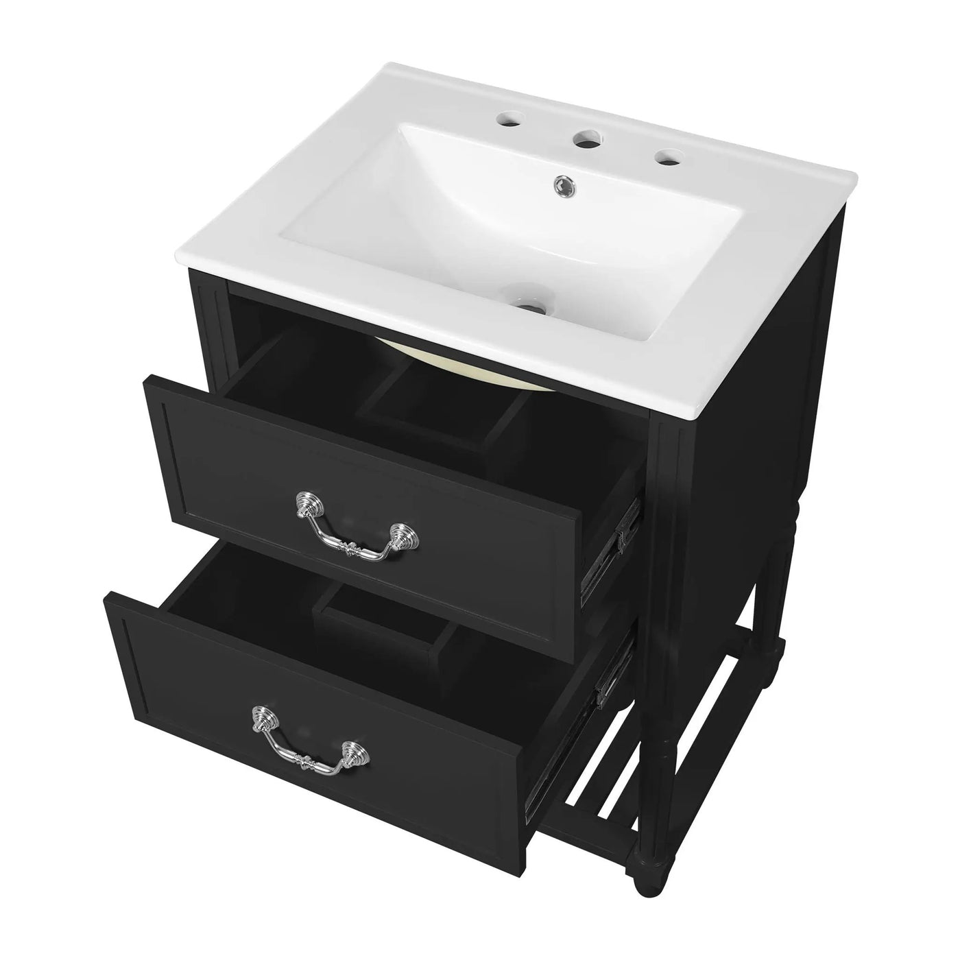 Wave Design Bathroom Vanity With Sink, 2 Drawers And Open Shelf by HouseOfZazla