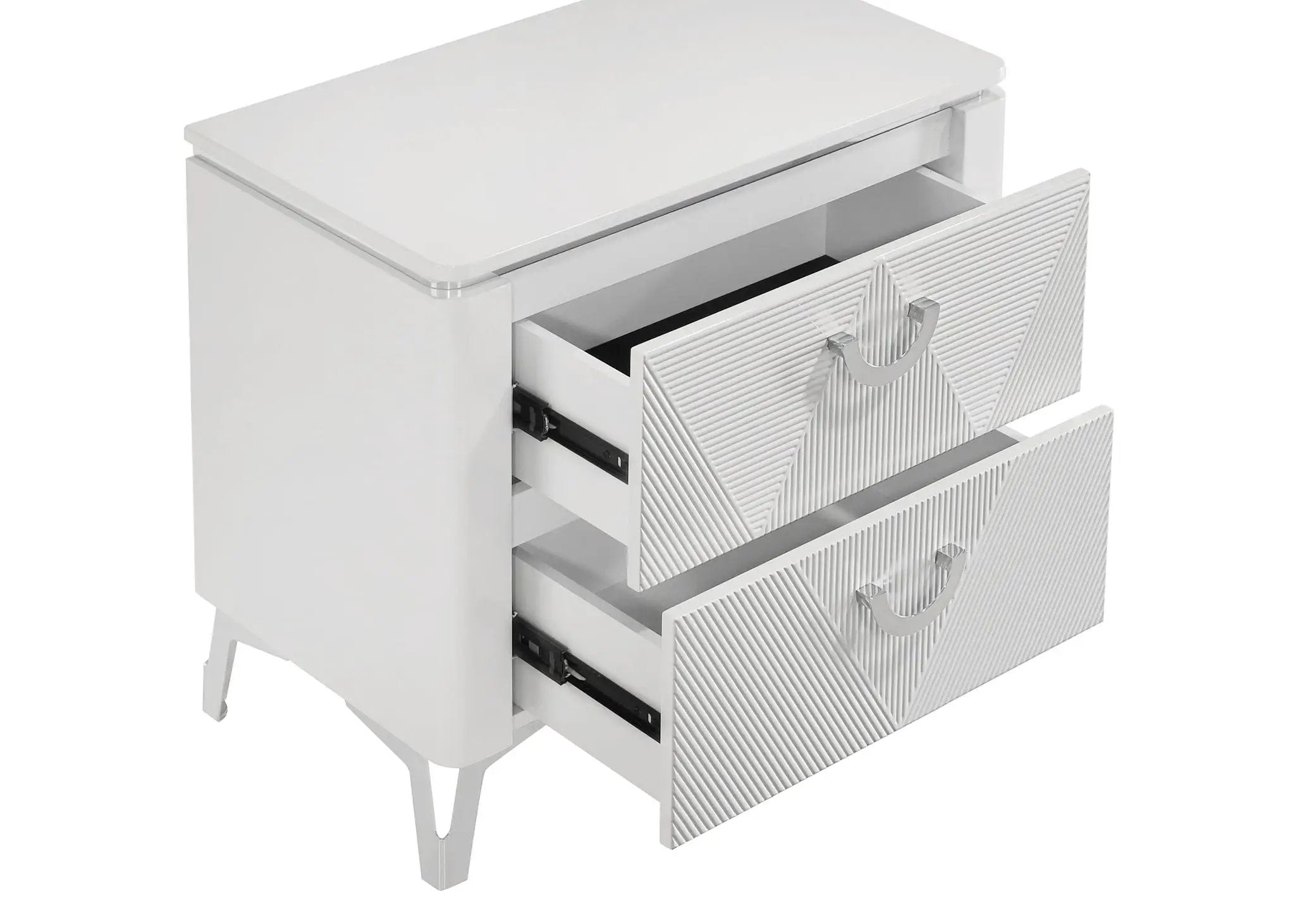Cassia 2-drawer Nightstand Bedside Table White High Gloss by Unique Piece Furniture