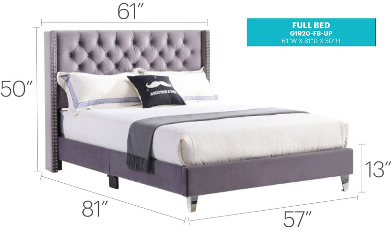 Upholstered Nailhead Trim Chic Bed by Unique Piece Furniture