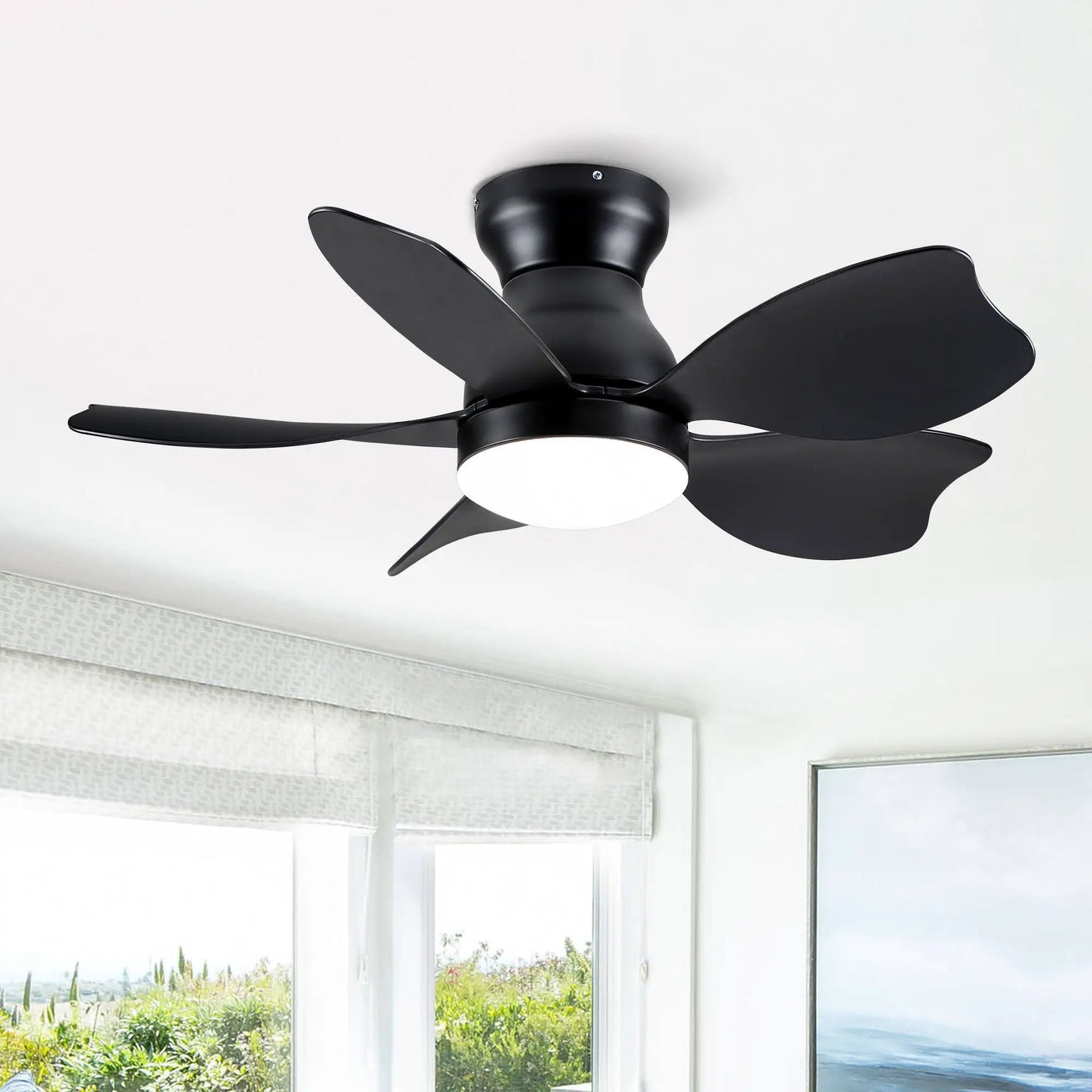 Low Profile Flush Mount Ceiling Fan With Light by HouseOfZazla