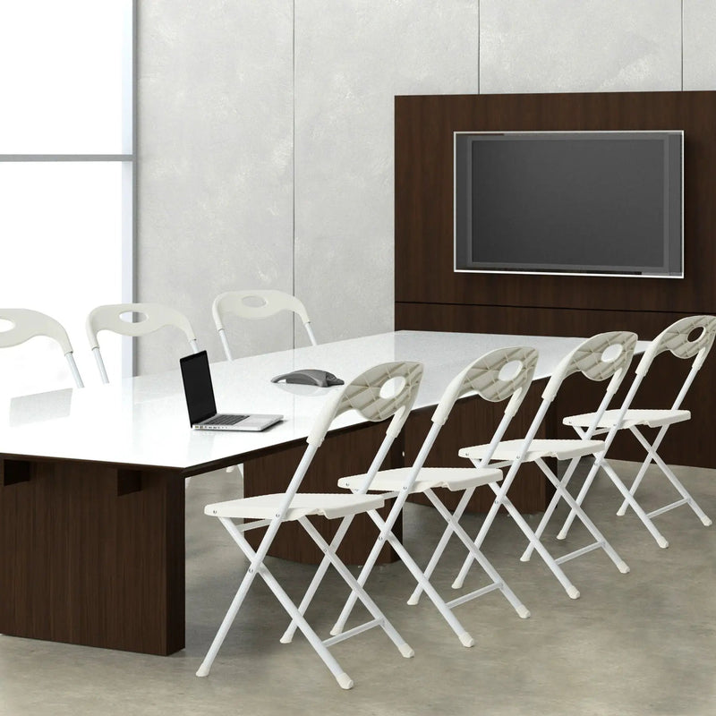 Folding Chairs, Stackable & Waterproof (Set of 4) - White by Unique Piece Furniture
