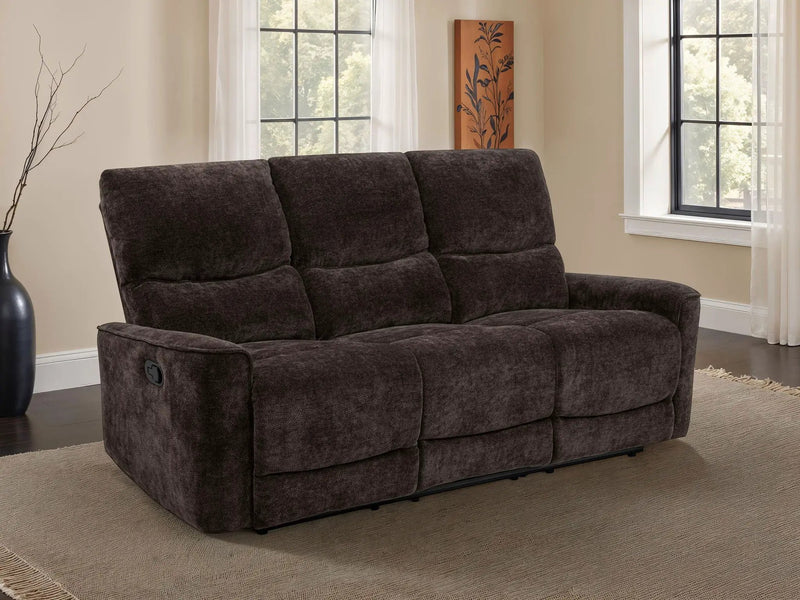 Navarro Chenille Upholstered Reclining Sofa Dark Brown by Unique Piece Furniture
