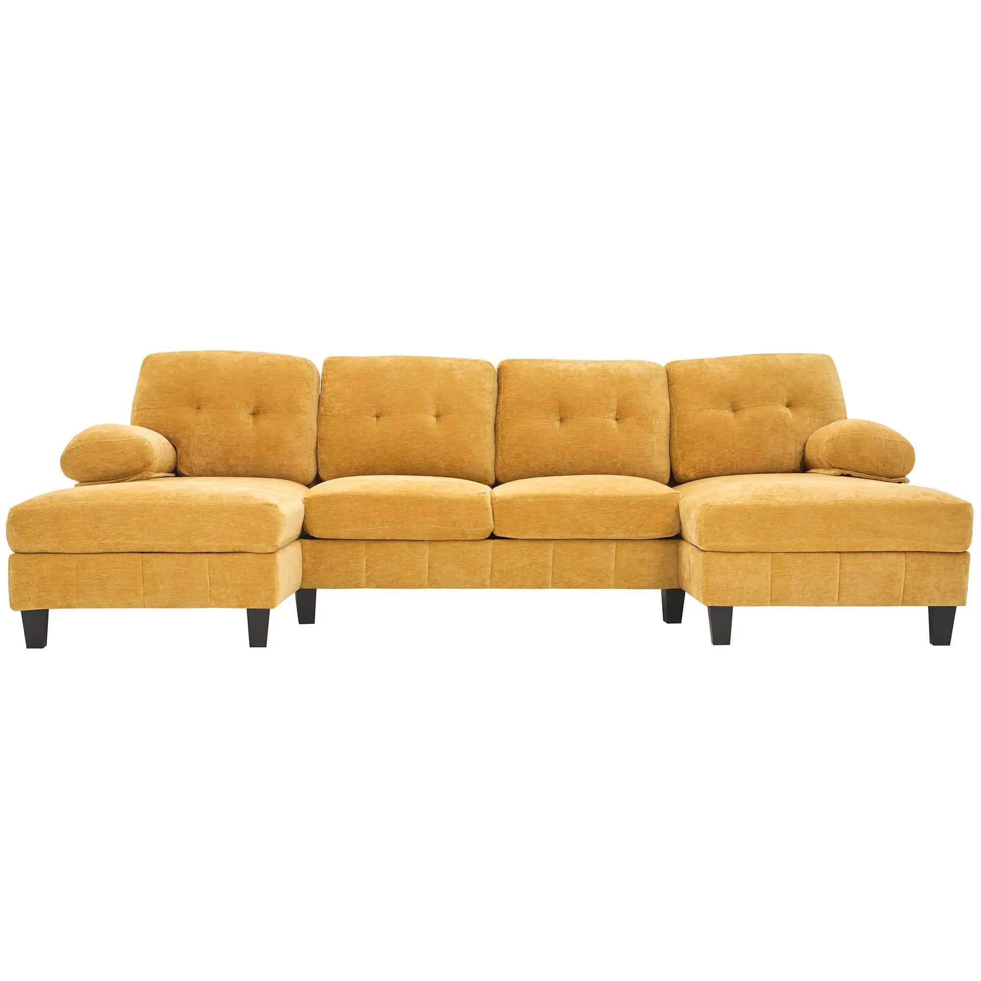 U-Shaped Sectional Sofa 103.5" Fabric Couch With Dual Chaise Lounges, Storage Pockets, Armrest Pillows by HouseOfZazla