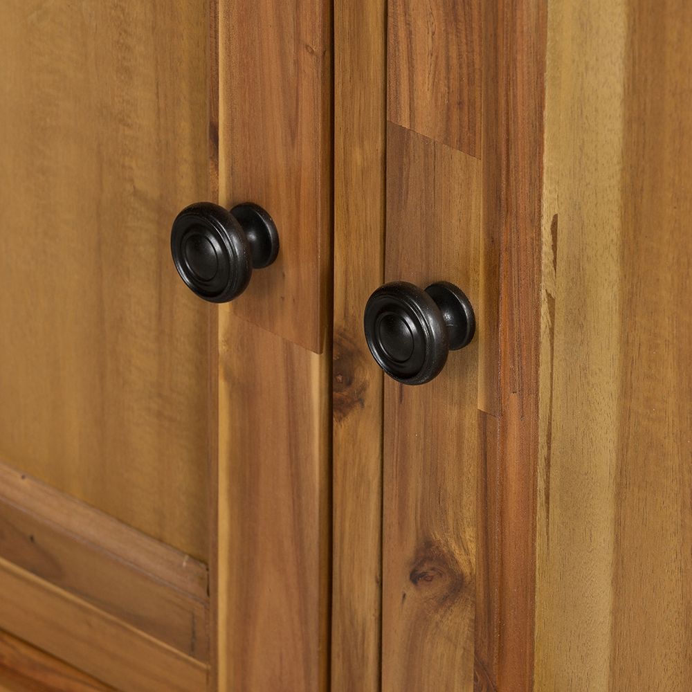 Solid Acacia Wood Accent Cabinet with Glass Doors - Light Blue or Light Brown, photo 15 of 22
