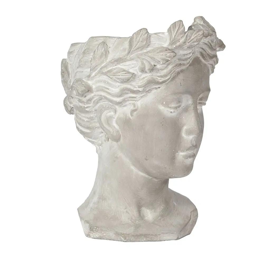 Greek Style Cement Head Planter Indoor Outdoor Home Garden Decor - Gray by Unique Piece Furniture