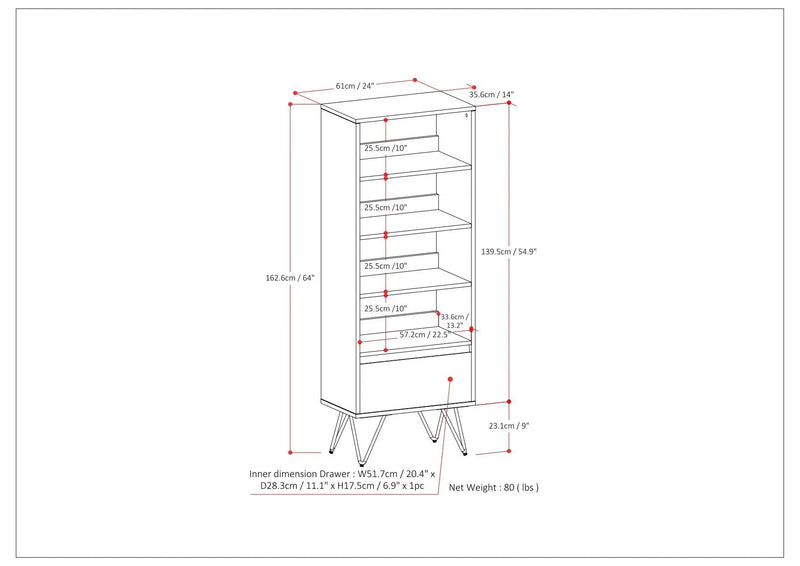 Chase - Tall Bookcase - Rustic Natural Aged Brown by HouseOfZazla