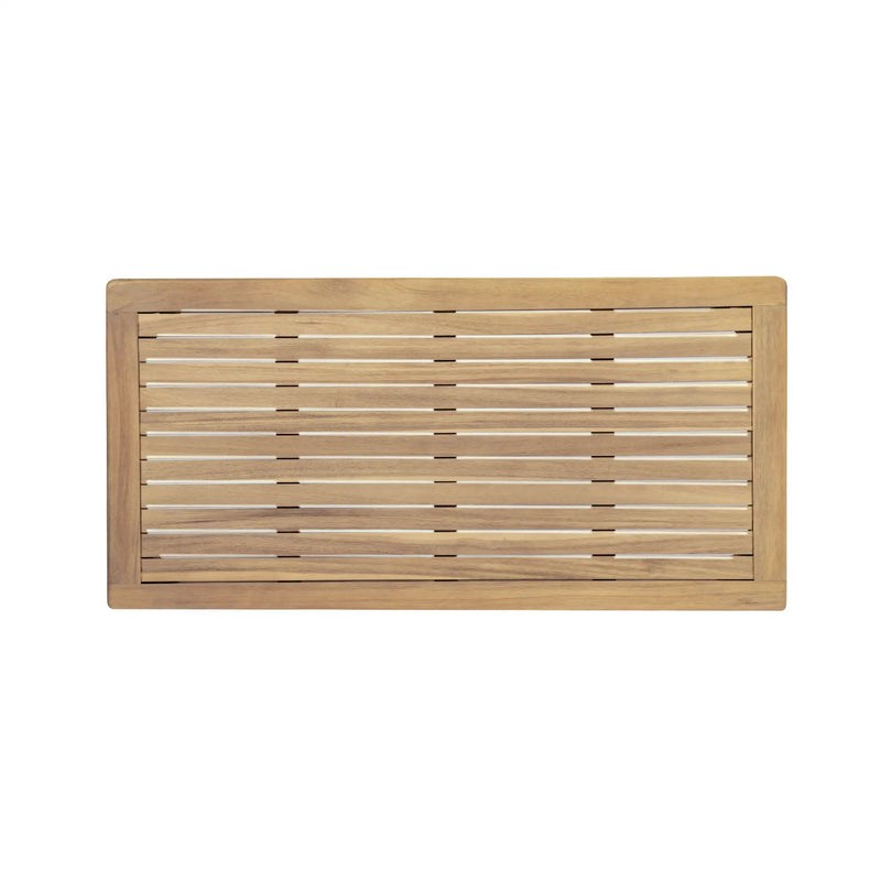 Outdoor Acacia Wood Loveseat with Coffee Table, Light Teak Frame by HouseOfZazla