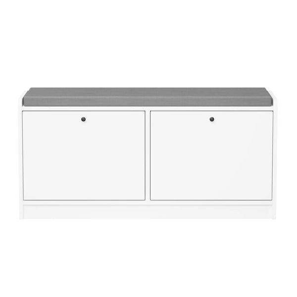 Shoe Storage Bench With Cushion, Entryway Organizer Cabinet For Hallway - White
