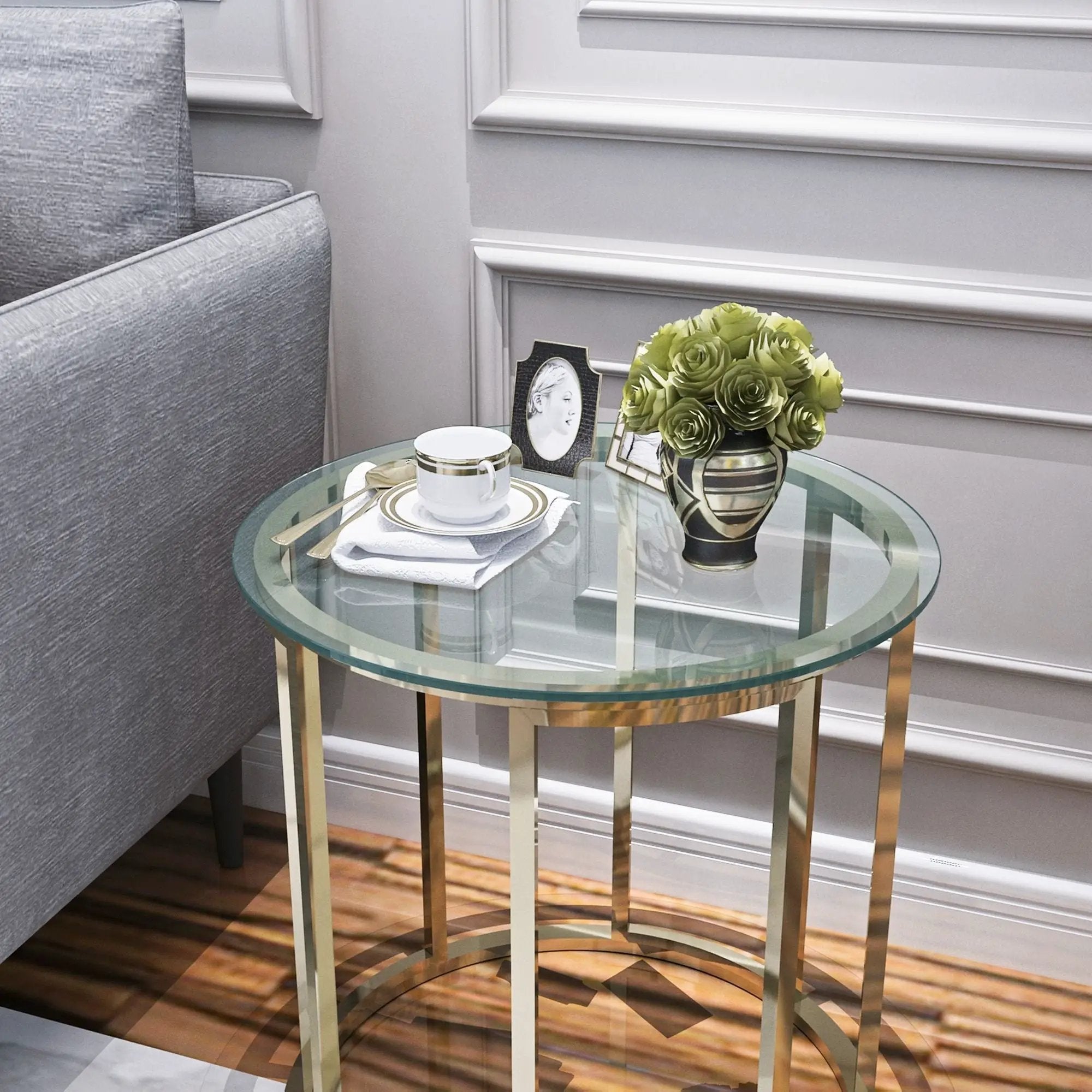20" Round Tempered Glass Table Top Clear Glass 1 / 4" Thick Flat Polished Edge - Transparent by HouseOfZazla