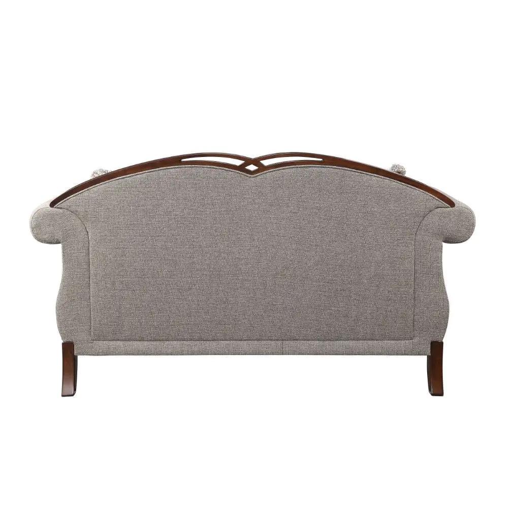 Miyeon - Loveseat With 3 Pillows - Fabric & Cherry by Unique Piece Furniture