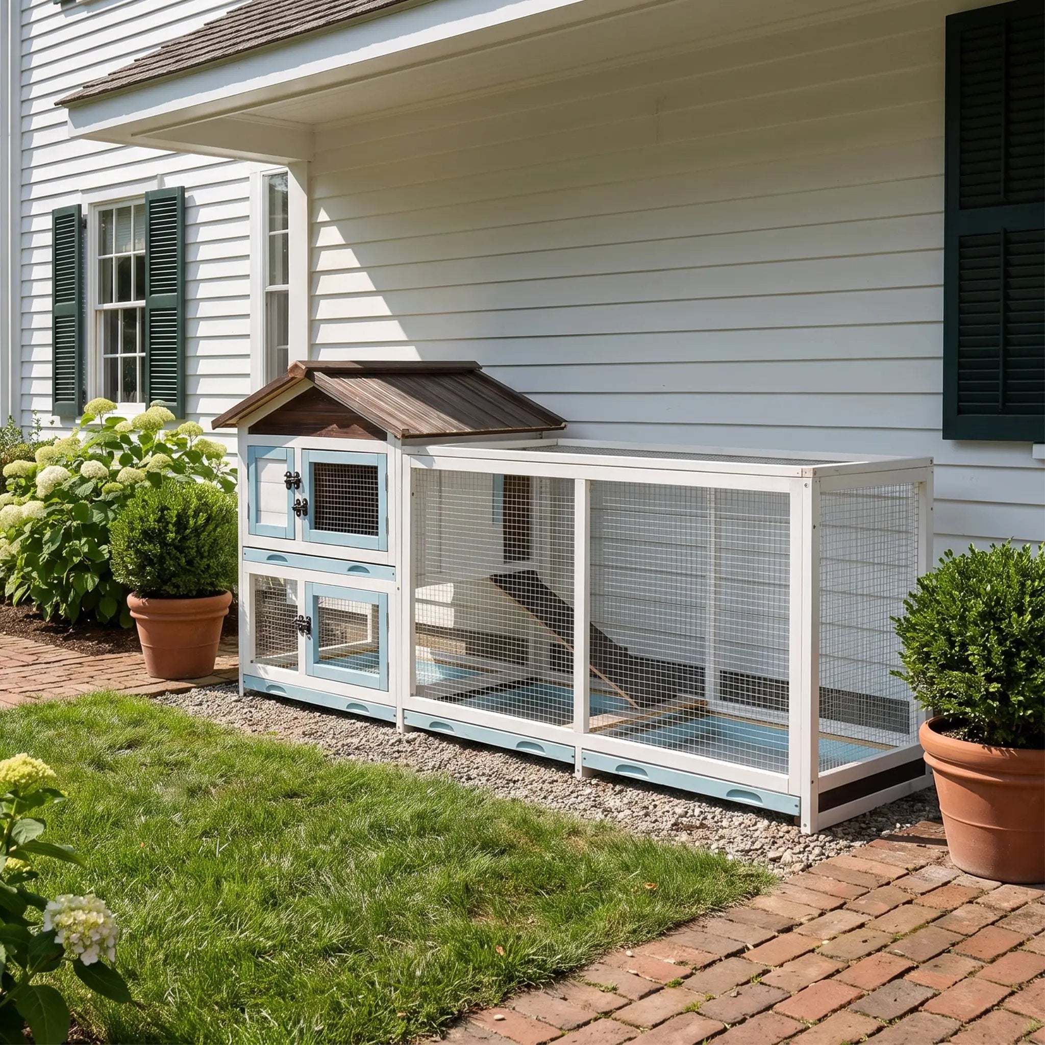 Outdoor Multi-Level Fir Wood Rabbit Hutch by HouseOfZazla