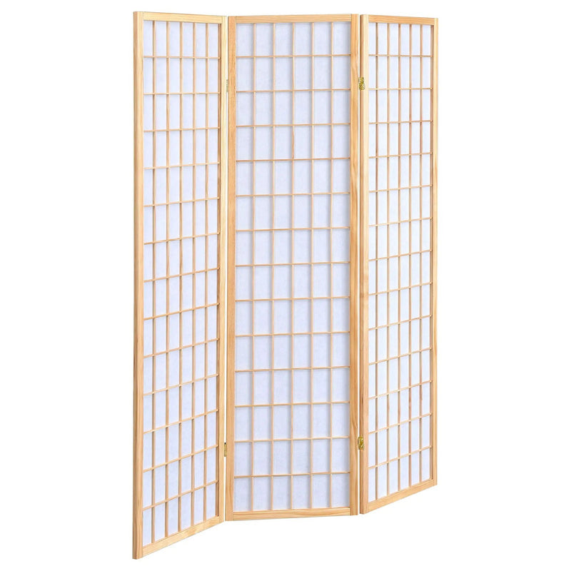 Carrie 3-Panel Room Divider Folding Shoji Screen Natural by Unique Piece Furniture