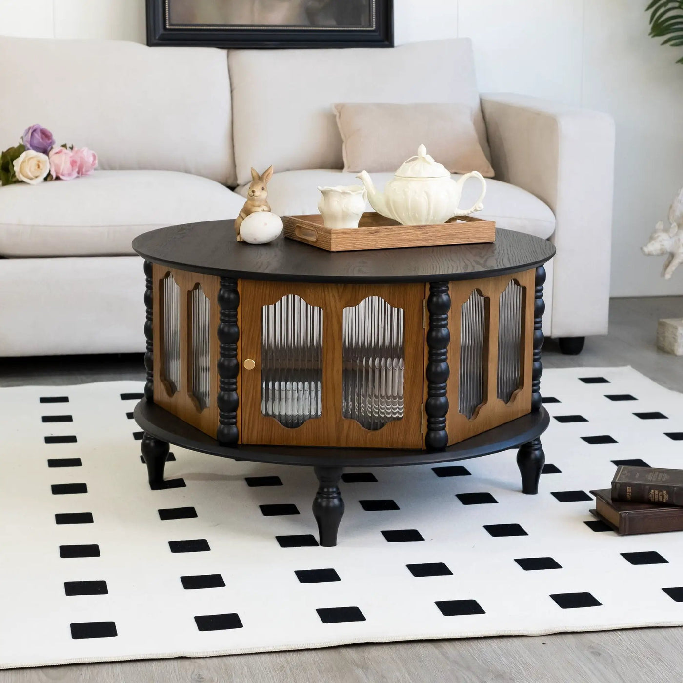 Round 3 Door Storage Coffee Table For Living Room by HouseOfZazla