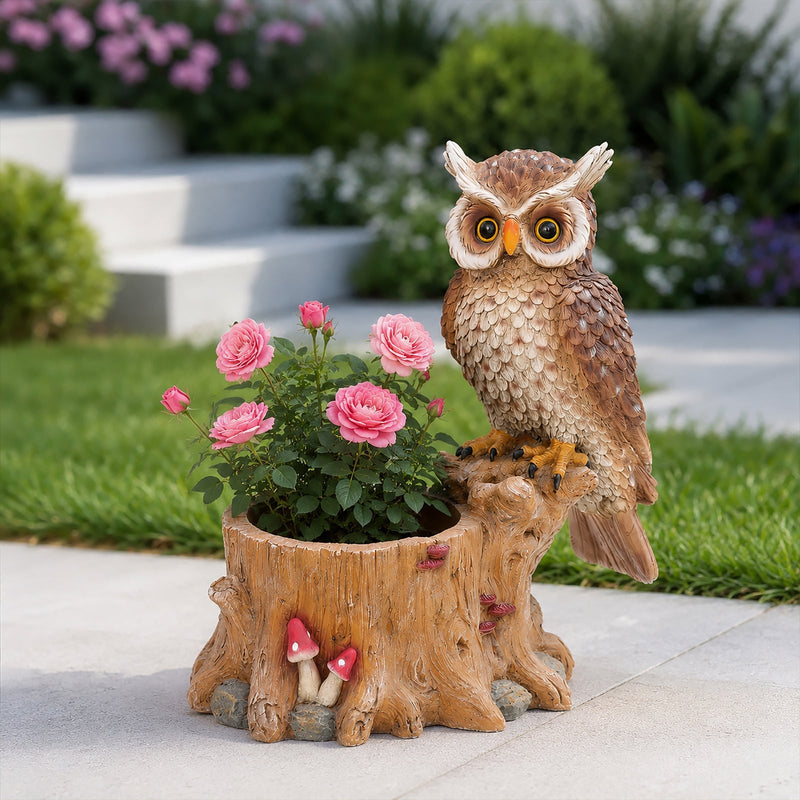 Decorative Owl Garden Planter Pot on Branch by HouseOfZazla