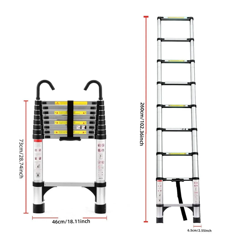 8.5FT Telescopic Ladder - Aluminum Alloy Multi-Purpose Ladder by HouseOfZazla