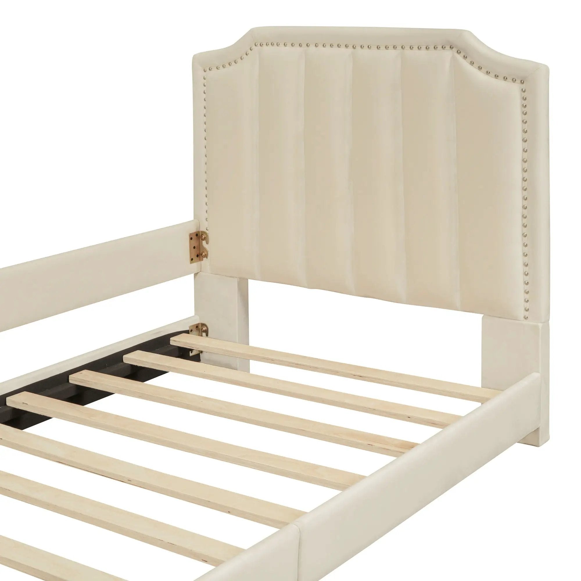 Upholstered Daybed With Classic Stripe Shaped Headboard by HouseOfZazla