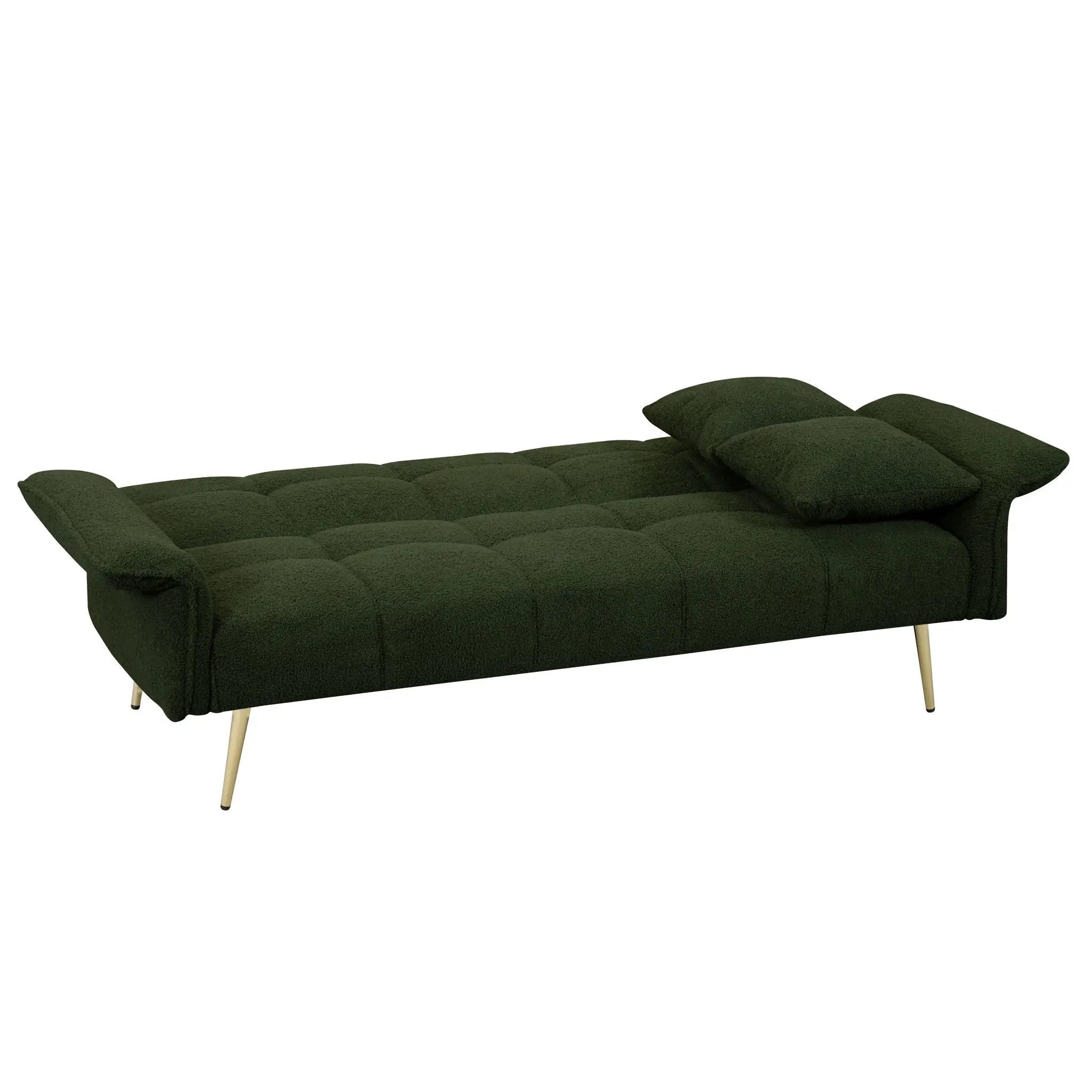 Convertible Double Futon Sofa Bed With Folding Armrests For Living Rooms by HouseOfZazla