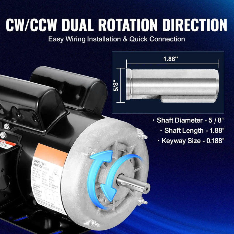 1.5HP Electric Motor 3450 RPM AC 115V/230V by HouseOfZazla