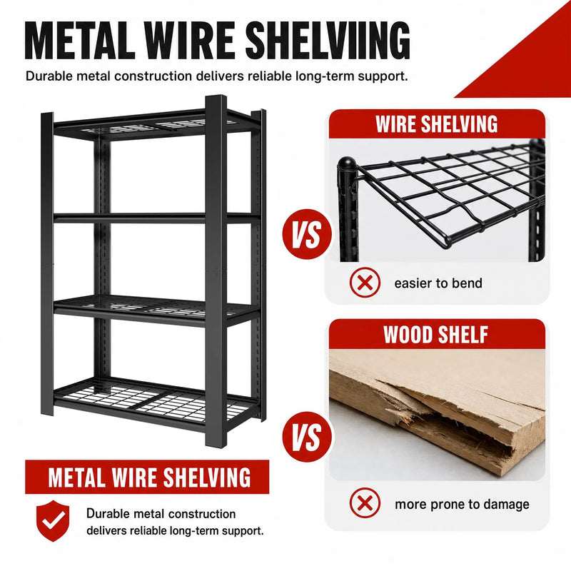 60"H 4-Tier Adjustable Heavy Duty Shelving Metal Mesh Storage Rack by HouseOfZazla