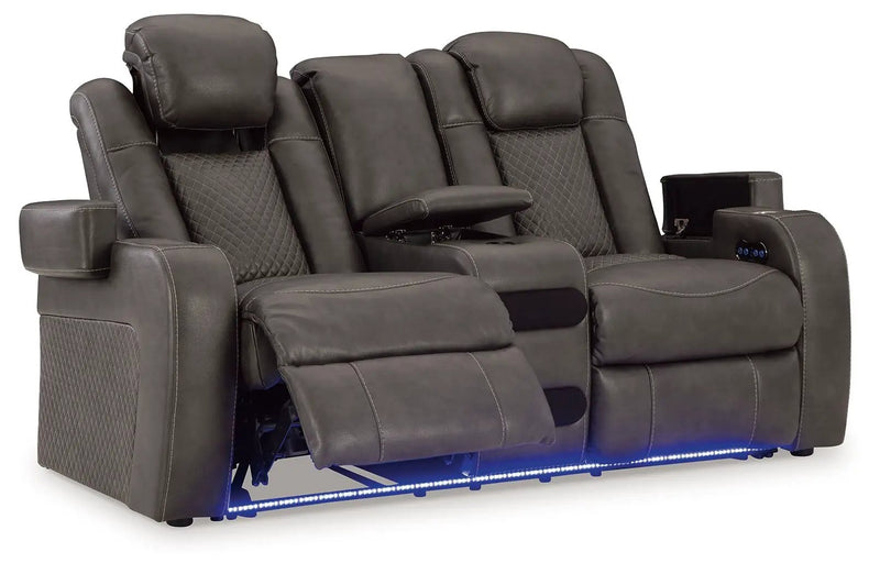 Fyne-dyme - Power Reclining Loveseat With Console/Adj Hdrst by Unique Piece Furniture