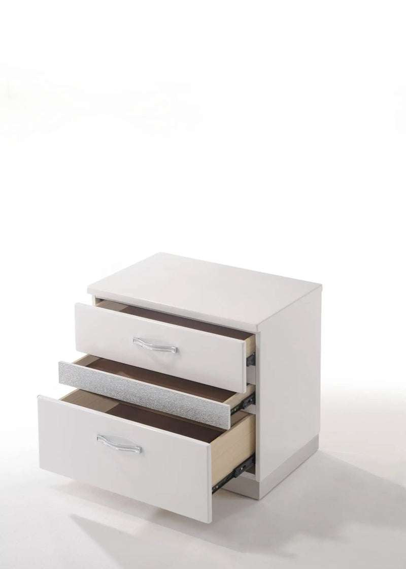 Naima II - High Gloss Nightstand - White by HouseOfZazla