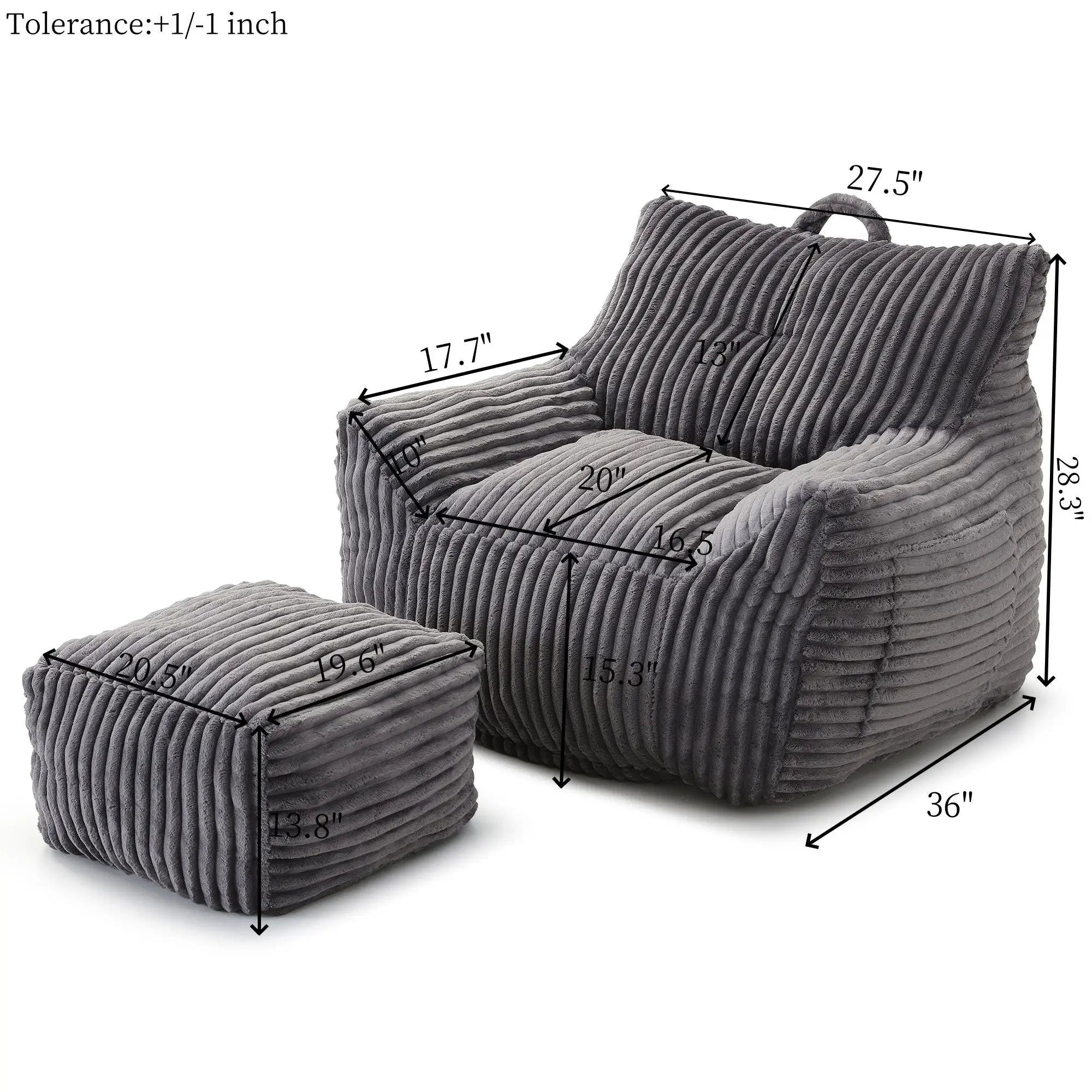Giant Bean Bag Chair With Armrests And Footstool by Unique Piece Furniture