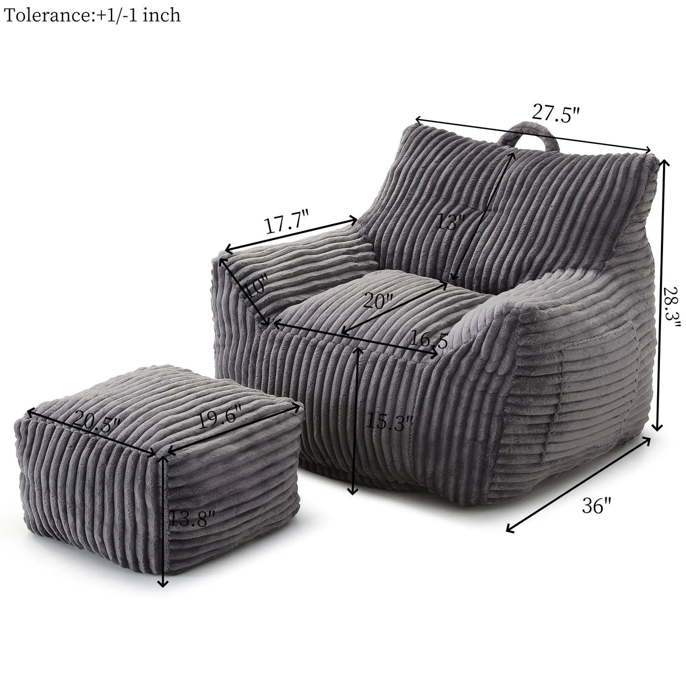 Giant Bean Bag Chair With Armrests And Footstool by HouseOfZazla