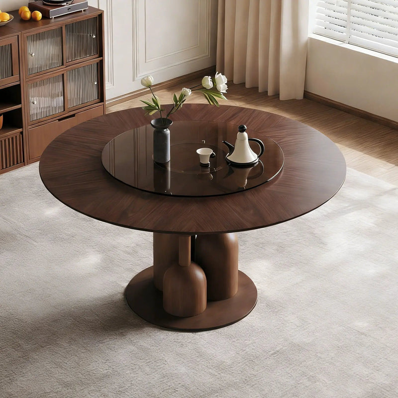 Round Dining Table With Lazy Susan For Living Room - Walnut by Unique Piece Furniture