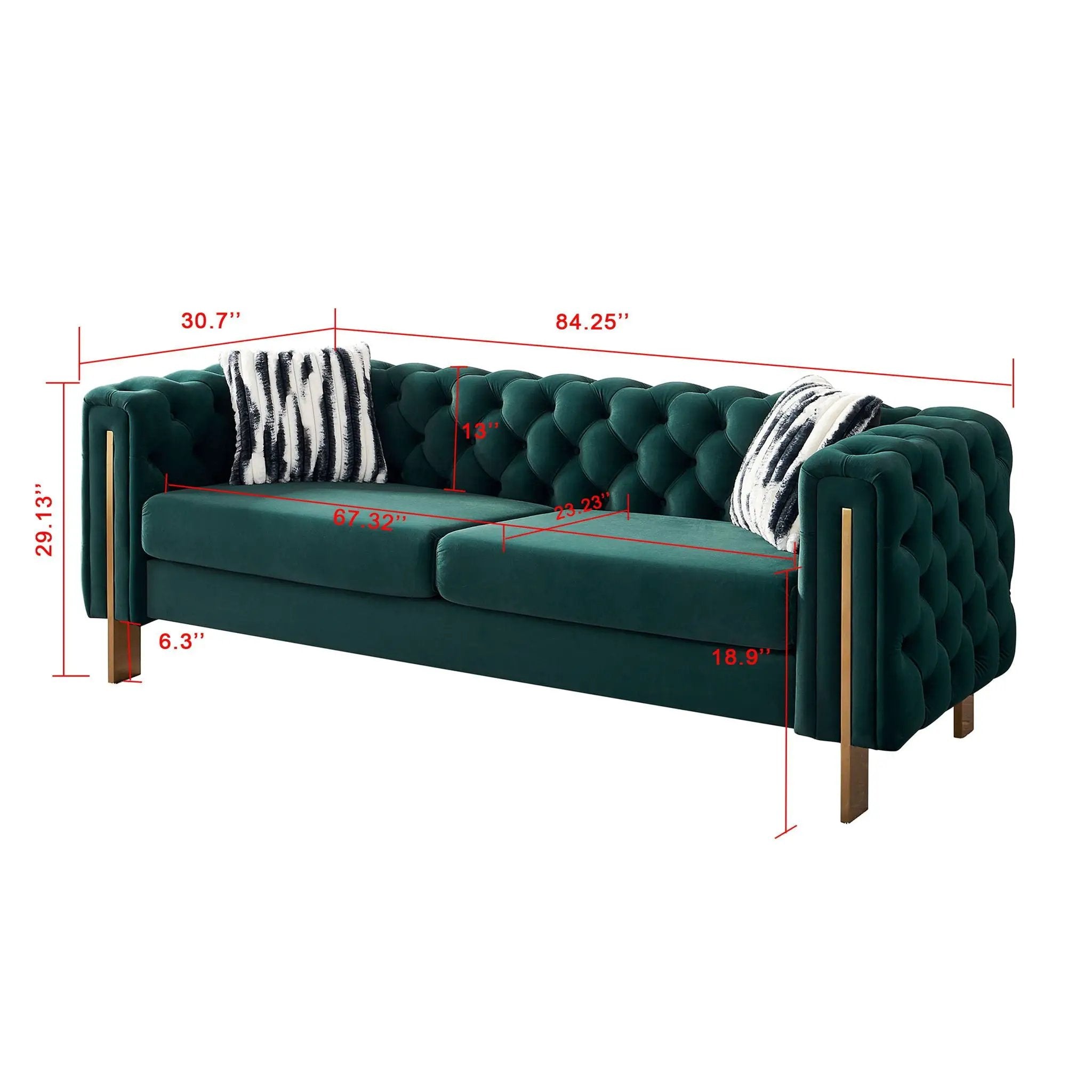 Chesterfield - Modern Tufted Living Room Sofa, 84.25''W Couch by Unique Piece Furniture