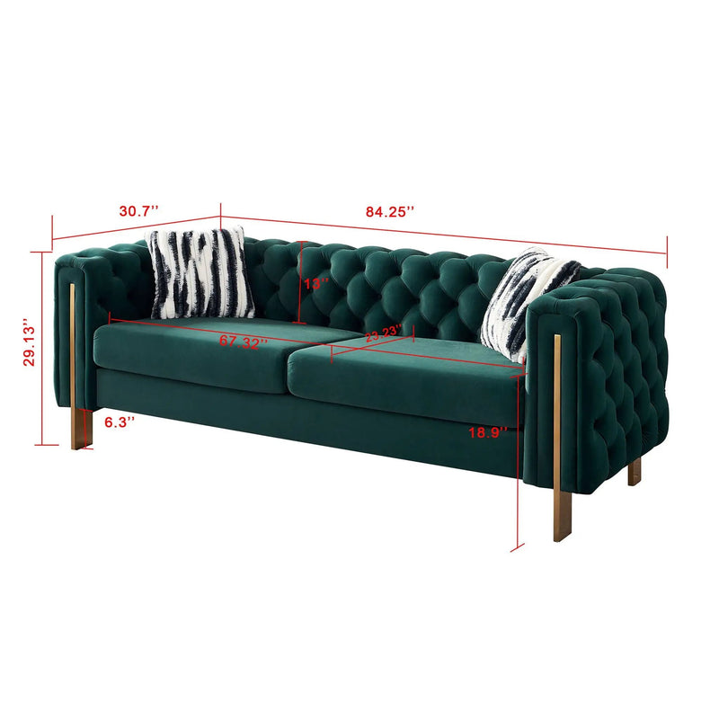 Chesterfield - Modern Tufted Living Room Sofa, 84.25''W Couch by Unique Piece Furniture