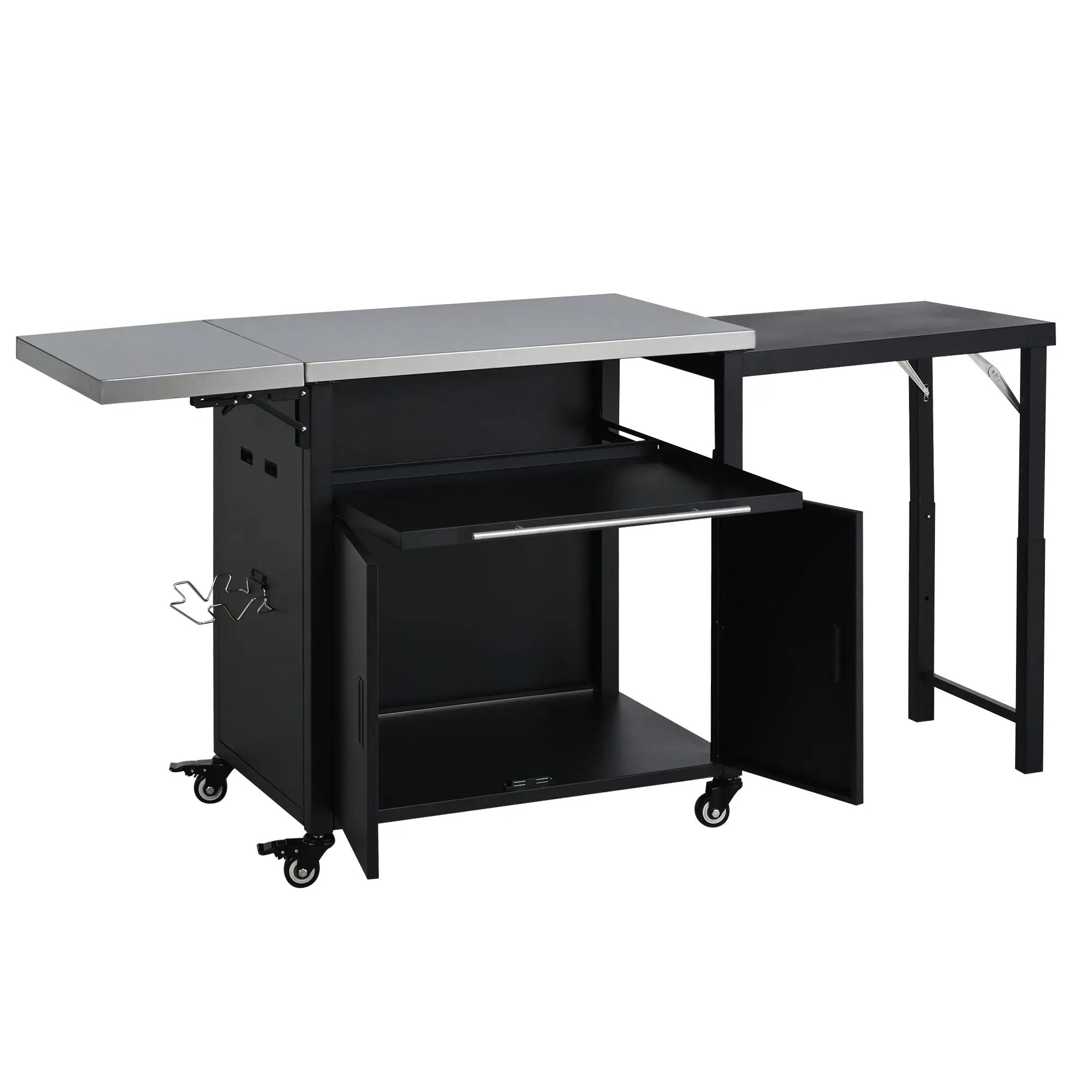 Foldable Outdoor Prep Station BBQ Cart Patio Dining Cart by HouseOfZazla