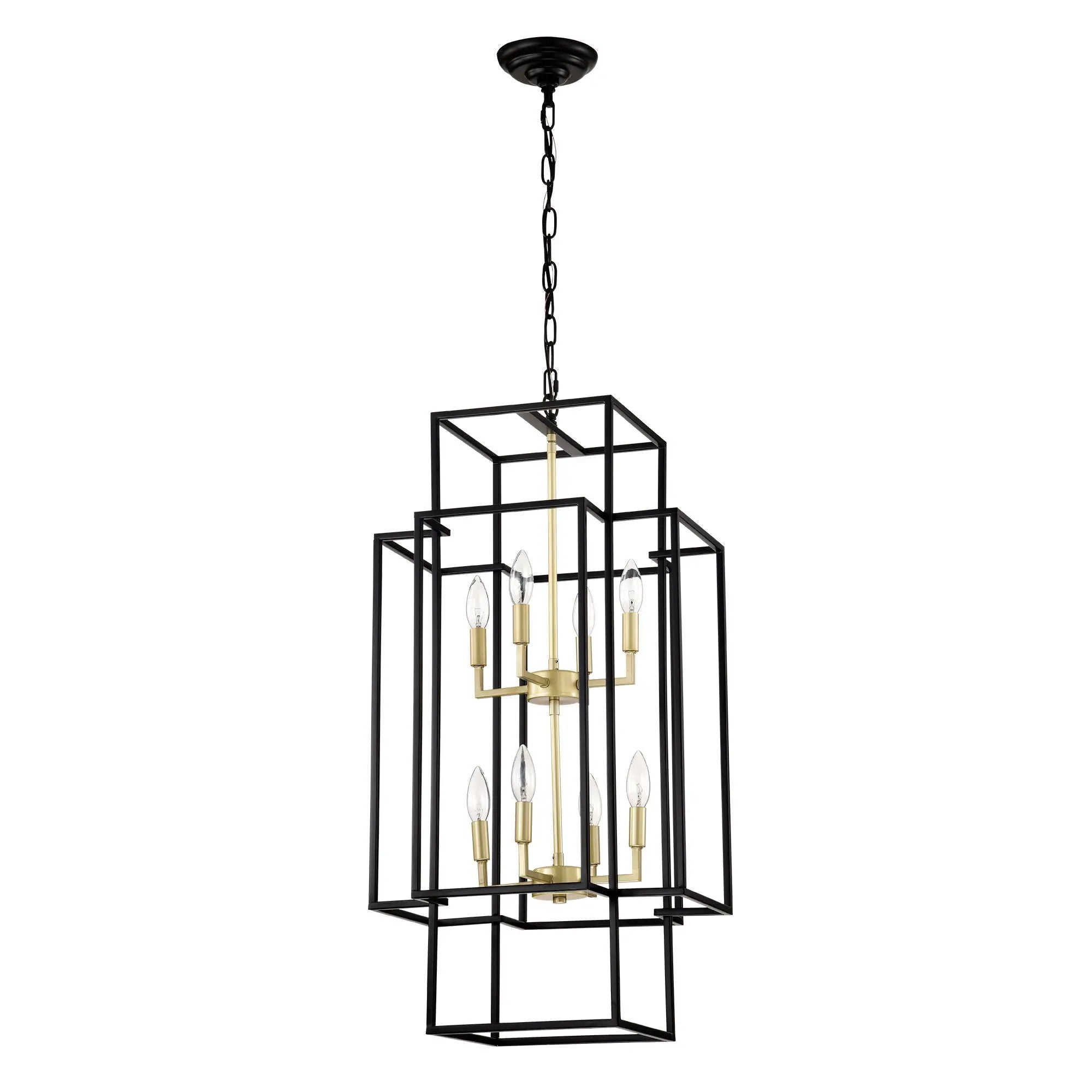 8 Light Lantern Chandelier Lighting, Entryway Chandeliers For High Ceilings, Chandeliers For Dining Room, Foyer, Entry, Staircase, Hallway, Height Adjustable (E12 Bulbs Not Included) by HouseOfZazla