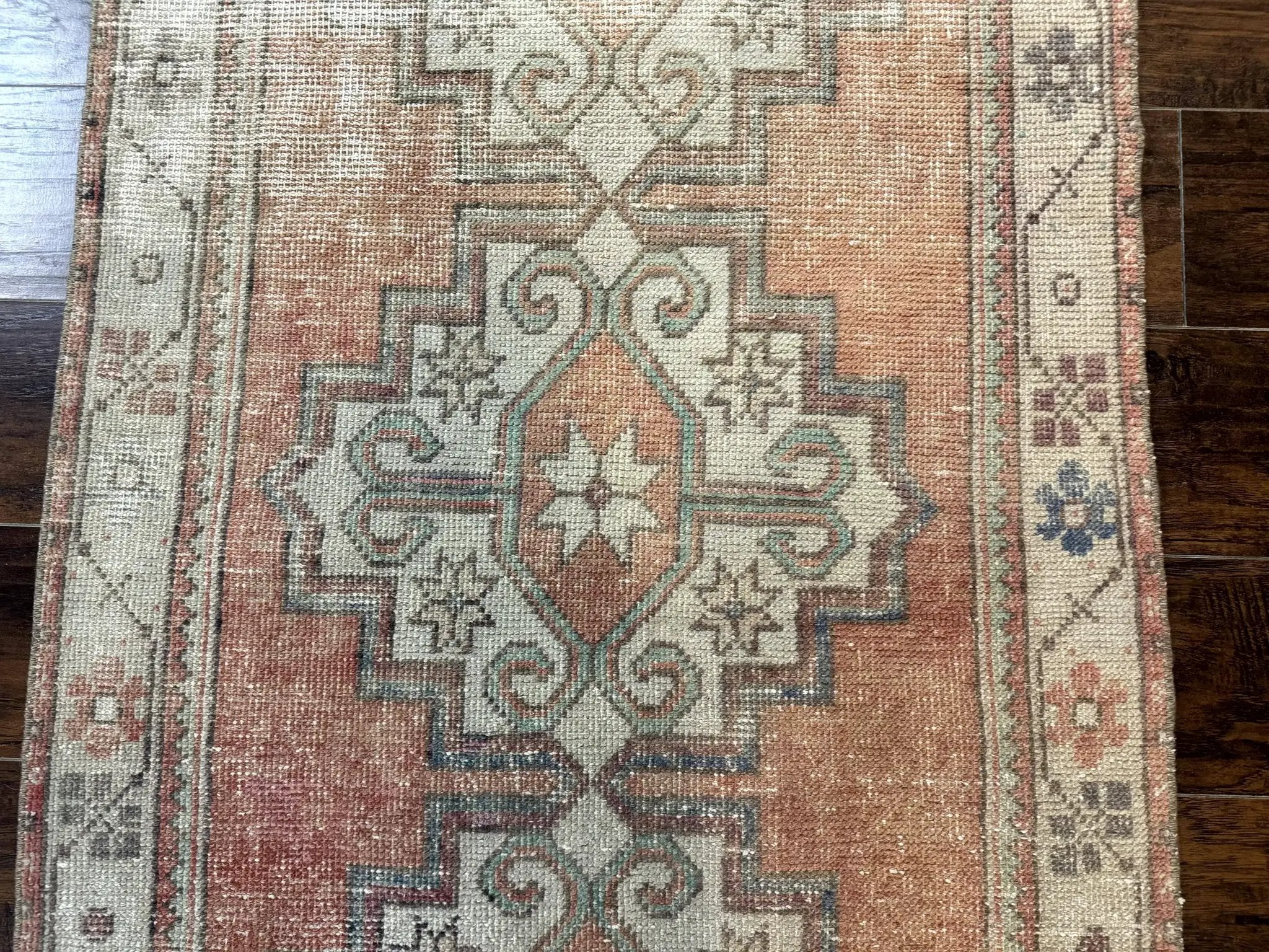 Antique Turkish Runner Rug 3 x 9.6, Farmhouse Rug, Geometric Runner, Handmade, Vintage Rug for Modern Home by Jewel Rugs