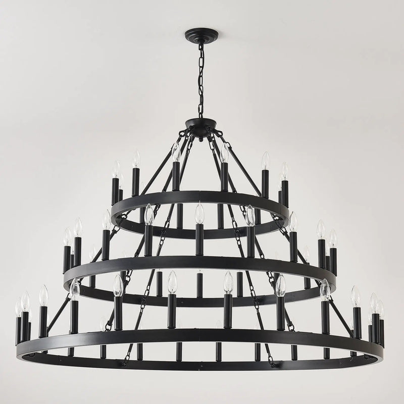 39.37 Inch 3-Tiers Wagon Wheel Chandelier by HouseOfZazla