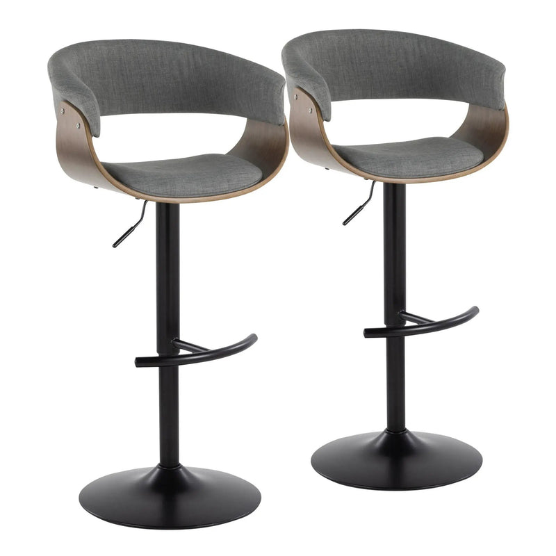 Vintage Mod - Mid Century Modern Adjustable Height Barstool With Swivel & Rounded T Footrest (Set of 2) by HouseOfZazla