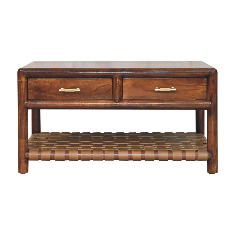Regency Woven Console Table with 4 Drawers, Open Slot by HouseOfZazla