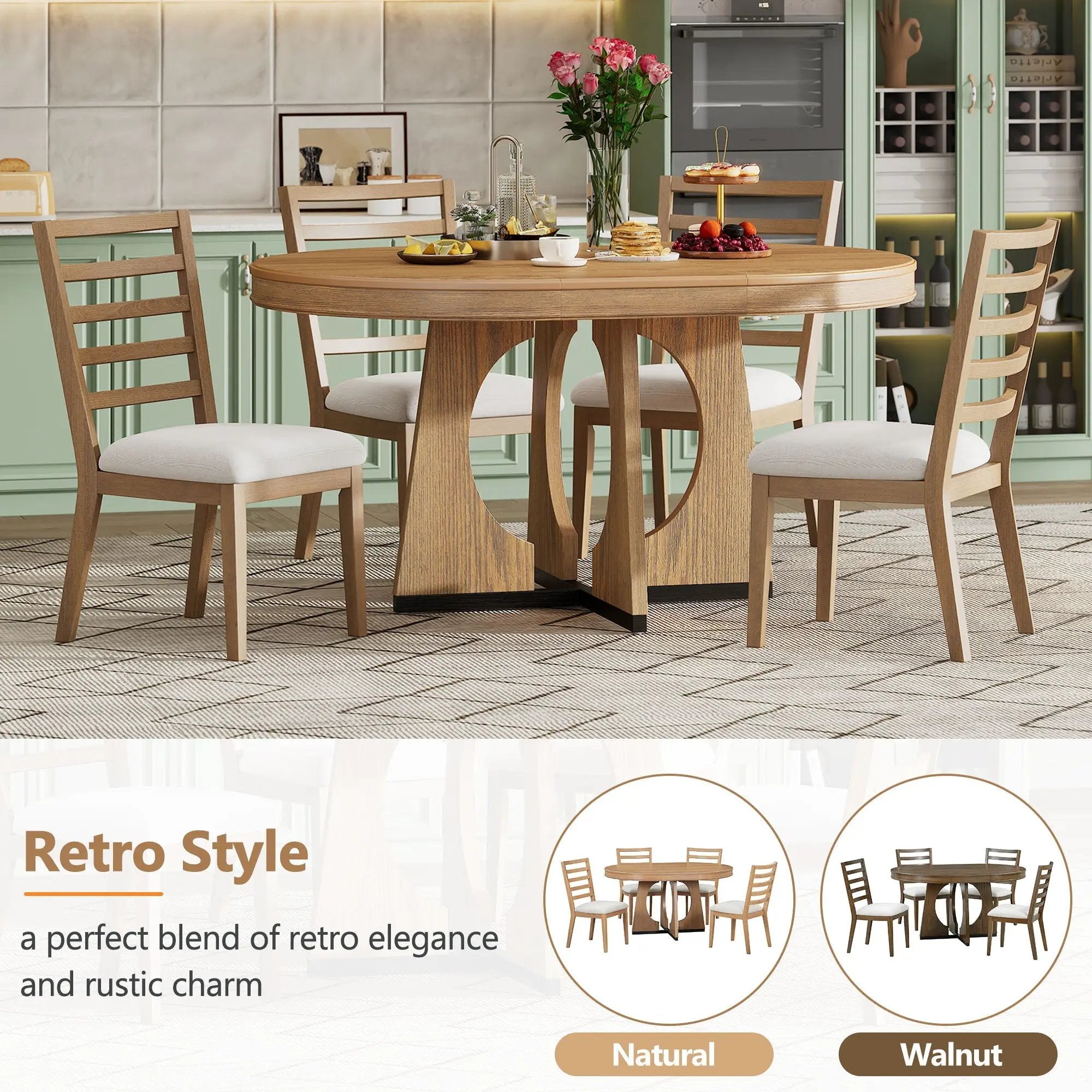 Round Dining Table Set For 4 With Chairs by HouseOfZazla