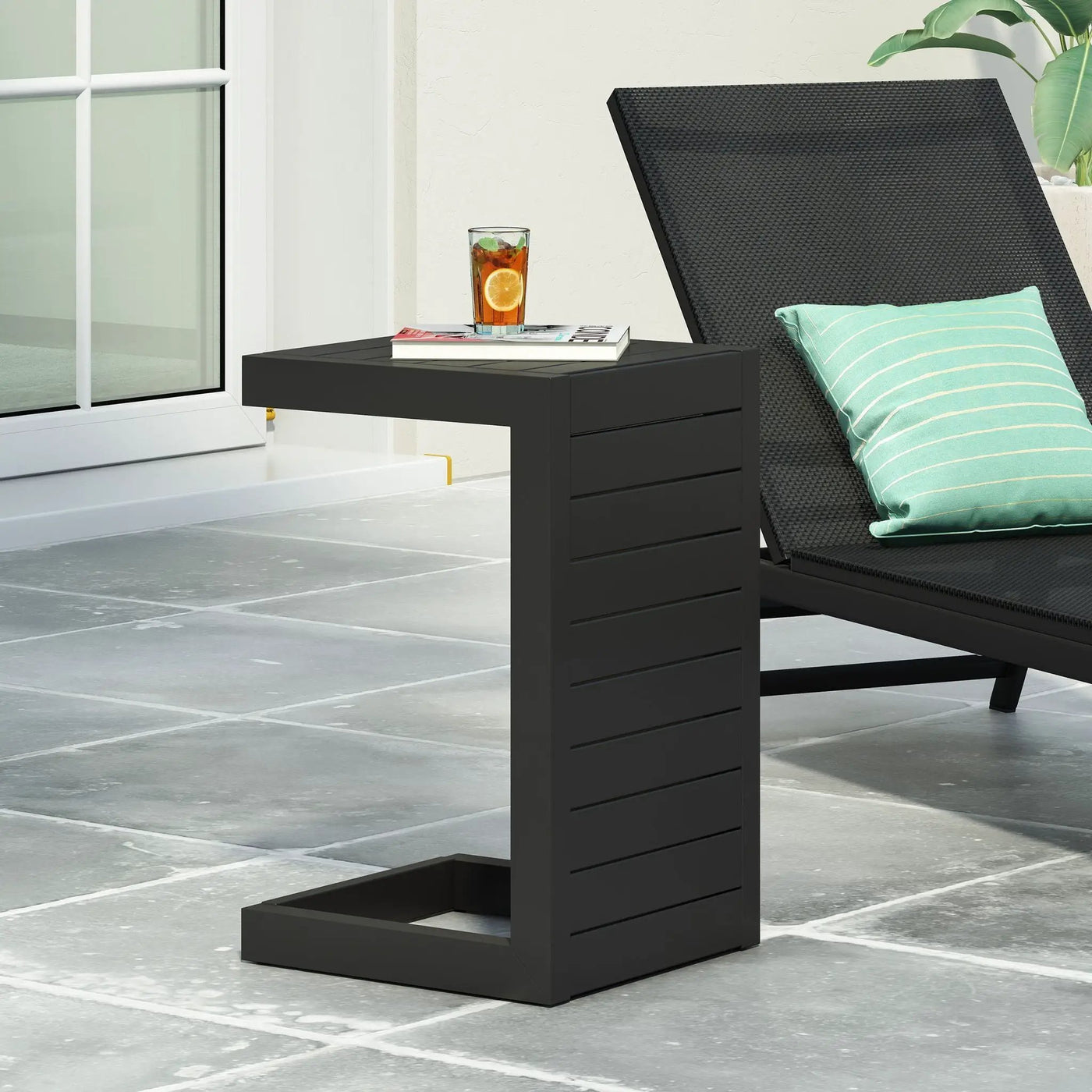 Aluminum Outdoor C-Shaped Side Table for Patio by HouseOfZazla