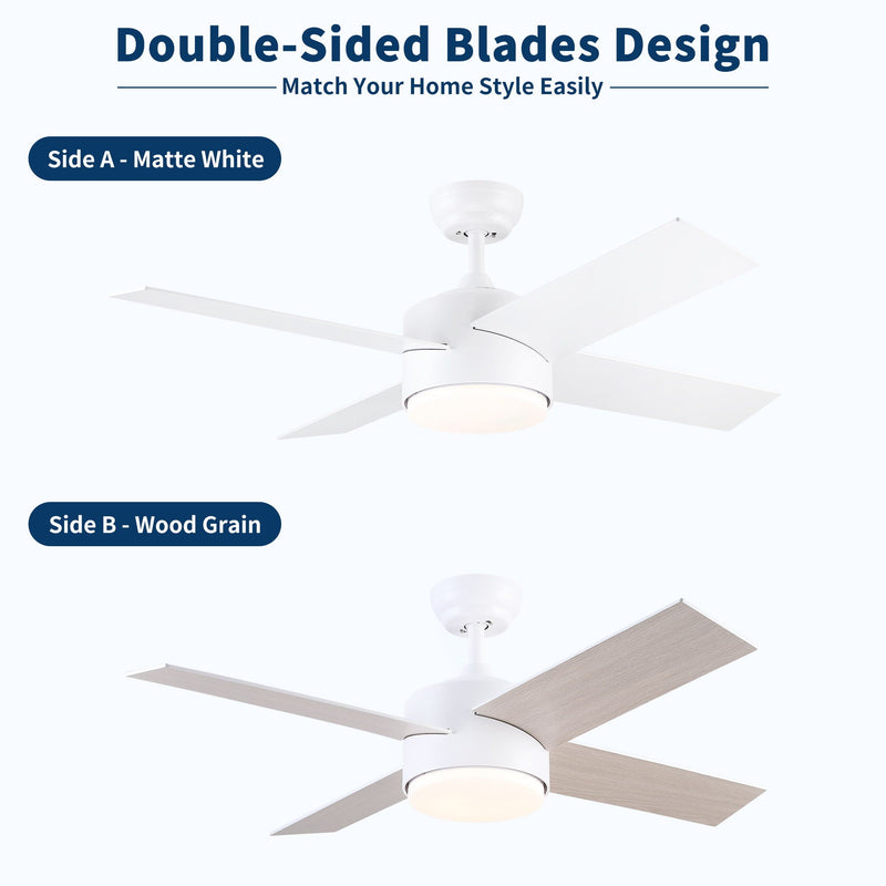 Ceiling Fan With Remote Control, Reversible DC Motor, 6 Speeds, 3 Dimmable LED, Quiet Timer For Indoor - White by HouseOfZazla