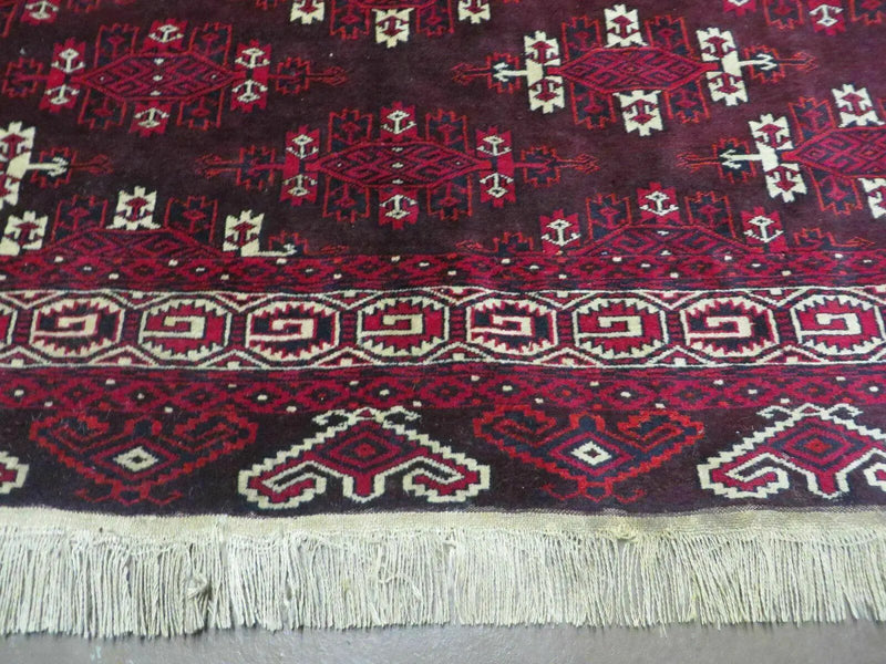 7' X 10' Antique Handmade Yamud Turkoman Wool Rug Excellent by Jewel Rugs