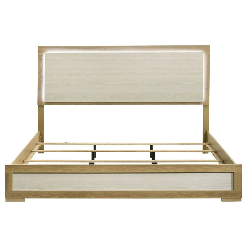 Hyland Eastern King Panel Bed LED Headboard Natural by Unique Piece Furniture