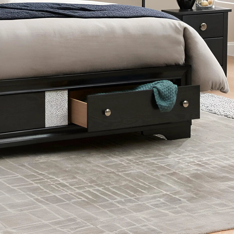 Madrid - Queen Bed With Storage Drawers And Nickel Handles - Black by Unique Piece Furniture