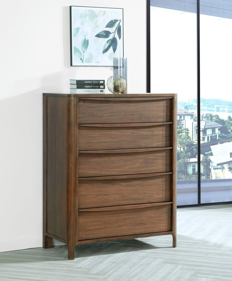 Maderia 5-drawer Chest of Drawers Walnut by Unique Piece Furniture