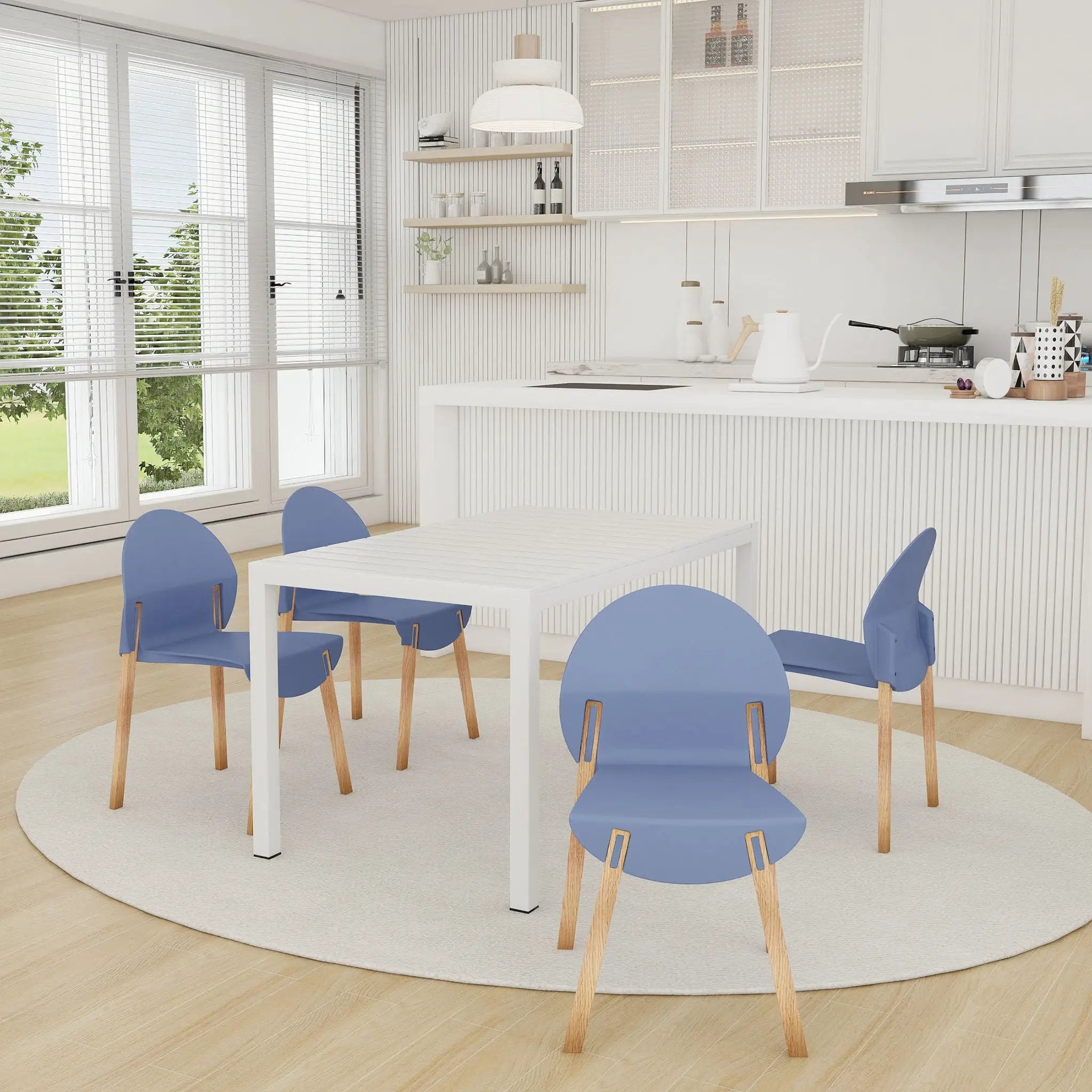 4 Piece Set Of Single Chairs With Long Table by Unique Piece Furniture